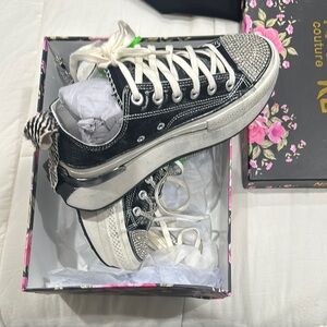 Black Rhinestone Sneakers